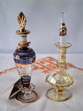 Egyptian Handblown Glass Perfume Bottles - 24k Gold Trim